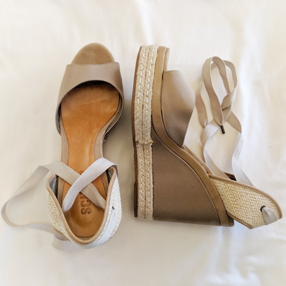 SCHULTZ EUC Espadrille Tie Up Wedges ☀️🌺👒
